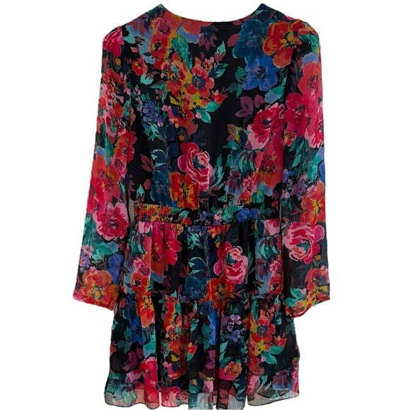 CHARLES HENRY PRINT LONG SLEEVE RUFFLE FIT & FLARE MINIDRESS DRESS SZ M - Picture 7 of 11